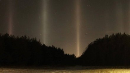 В ночном небе в Воронежской области увидели световые столбы