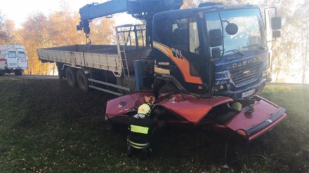 Под Воронежем манипулятор раздавил легковушку