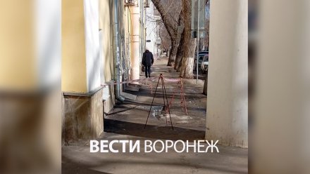  Глыба льда упала с крыши воронежского филиала РГУПС на оживлённый тротуар