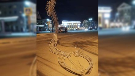 Сильный ветер сорвал праздничную иллюминацию в центре Воронежа