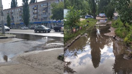 «‎К подъездам не подойти»‎. Ленинский проспект в Воронеже затопило из-за прорыва трубы