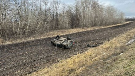 На воронежской трассе перевернулась иномарка: есть пострадавший