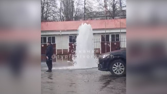Трёхметровый фонтан забил посреди дороги в Воронеже