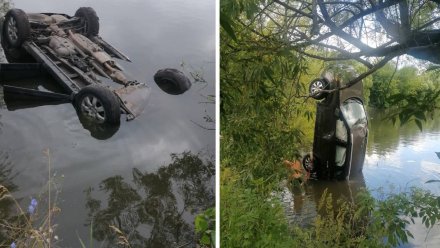 Иномарка с компанией молодёжи упала в пруд под Воронежем