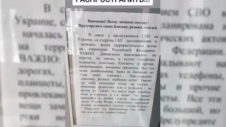 Украинцы распространили фейк о заминированных предметах на дорогах в Воронеже