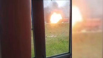 В Воронежской области момент взрыва авто при ДТП с 1 погибшим и 14 ранеными сняли на видео