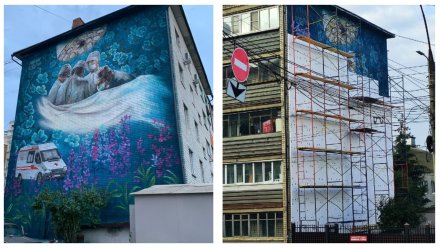 В Курске посвящённое врачам граффити воронежского художника закрыли утеплителем
