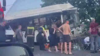 Автобус с пассажирами влетел в остановку на улице 45-й Стрелковой Дивизии в Воронеже