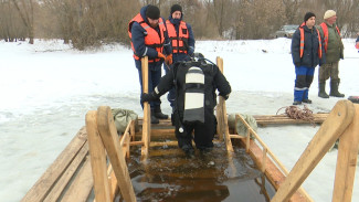 Воронежцам показали работу водолазов при подготовке купелей на Крещение