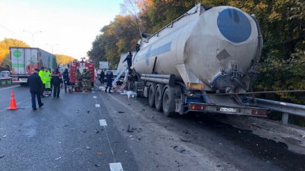 На трассе под Воронежем при столкновении трёх большегрузов погиб мужчина