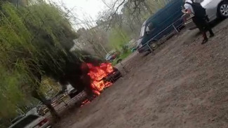 В Воронеже сгорел автомобиль: появилось видео