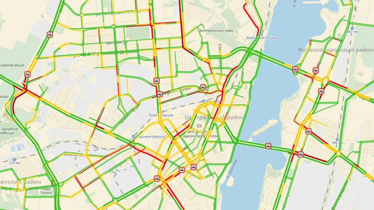 Карта воронежа пробки на дорогах