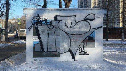 В Воронеже вандалы разрисовали ставшую символом протестного стрит-арта будку