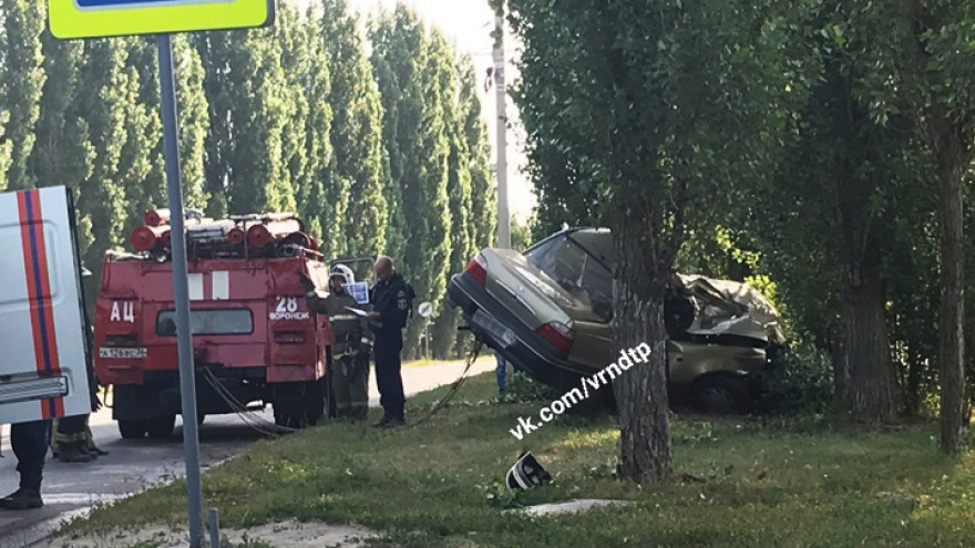 В Воронеже иномарка опрокинулась и влетела в дерево: пострадали 2 человека