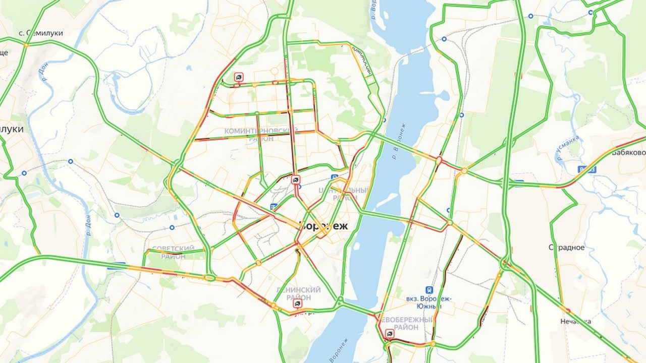 Карта воронежа с пробками онлайн в реальном времени