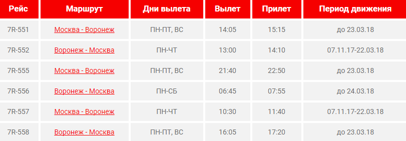 Расписание самолетов из воронежа цена билетов авиабилеты калининград москва озон