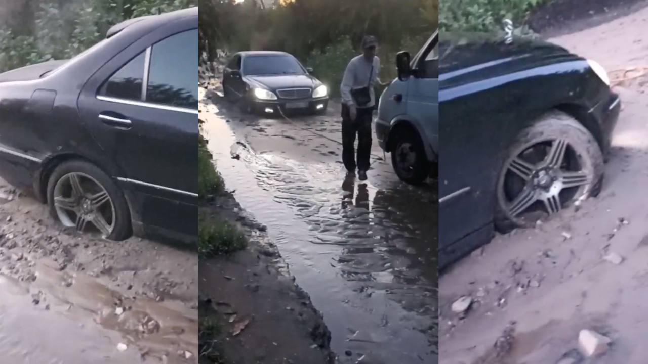 Mercedes увяз в песке на воронежской улице: появилось видео – Новости  Воронежа и Воронежской области – Вести Воронеж