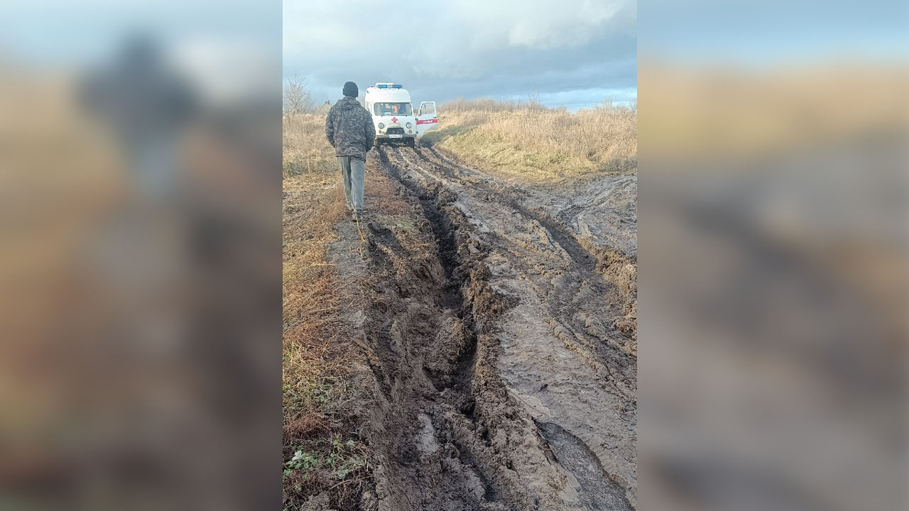 Под Воронежем селяне час вытаскивали из грязи застрявшую на дороге скорую с  пациентом – Новости Воронежа и Воронежской области – Вести Воронеж