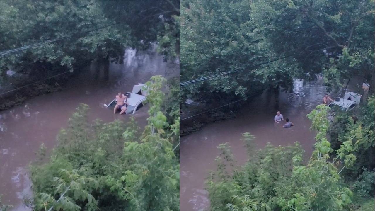 Появилось видео спасения утонувшего такси «‎Яндекс.Go»‎ в Воронеже –  Новости Воронежа и Воронежской области – Вести Воронеж